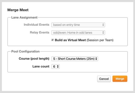 Merge a virtual swim meet