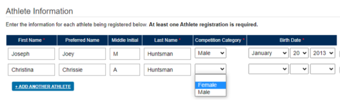 SwimTopia Competition Categories